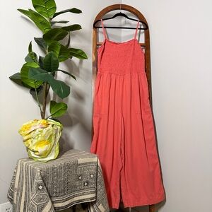Universal Thread XXL Coral Pink Linen Blend Square Neck Smock Wide Leg Jumpsuit